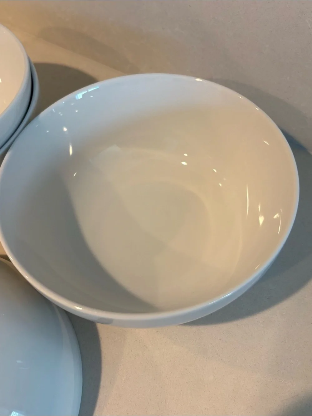 Crate&Barrel Glossy White Ceramic Cereal Bowls - Set of 4